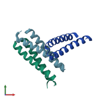 PDB entry 2ijj coloured by chain, front view.