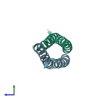 PDB entry 2ijk coloured by chain, side view.