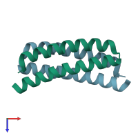 PDB entry 2ijk coloured by chain, top view.