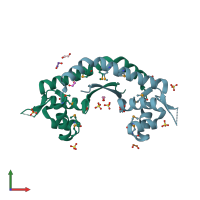 PDB entry 2ijl coloured by chain, front view.