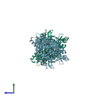 PDB entry 2ijn coloured by chain, side view.