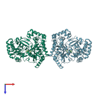 PDB entry 2ijn coloured by chain, top view.