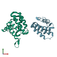 PDB entry 2ijq coloured by chain, front view.