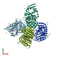PDB entry 2ijx coloured by chain, front view.