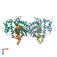 PDB entry 2ik8 coloured by chain, top view.