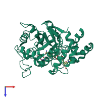 PDB entry 2ikh coloured by chain, top view.
