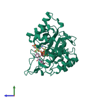 PDB entry 2iki coloured by chain, side view.