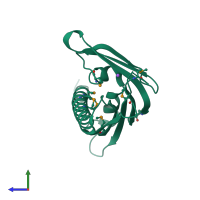 PDB entry 2il5 coloured by chain, side view.