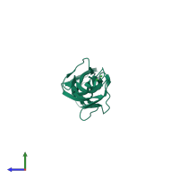 PDB entry 2ill coloured by chain, side view.