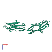 PDB entry 2ill coloured by chain, top view.