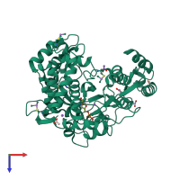PDB entry 2ilz coloured by chain, top view.