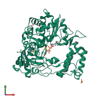 PDB entry 2im3 coloured by chain, front view.