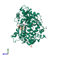 PDB entry 2im3 coloured by chain, side view.