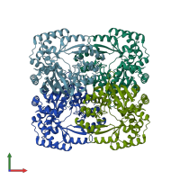PDB entry 2im5 coloured by chain, front view.