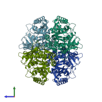 PDB entry 2im5 coloured by chain, side view.