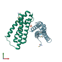 PDB entry 2im8 coloured by chain, front view.