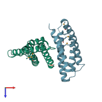 PDB entry 2im8 coloured by chain, top view.