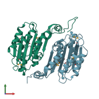 PDB entry 2imh coloured by chain, front view.