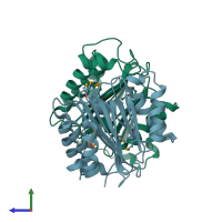 PDB entry 2imh coloured by chain, side view.