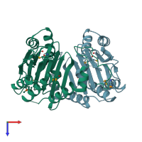 PDB entry 2imh coloured by chain, top view.