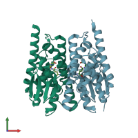 PDB entry 2imi coloured by chain, front view.
