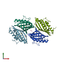 PDB entry 2imj coloured by chain, front view.