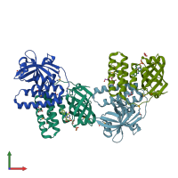 PDB entry 2iml coloured by chain, front view.