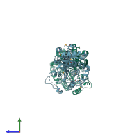 PDB entry 2imo coloured by chain, side view.