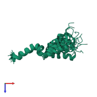 PDB entry 2imu coloured by chain, ensemble of 13 models, top view.