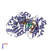 PDB entry 2imw coloured by chain, top view.