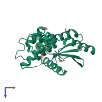 PDB entry 2in3 coloured by chain, top view.