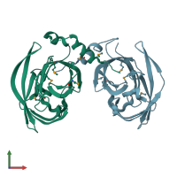 PDB entry 2in5 coloured by chain, front view.