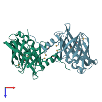 PDB entry 2in5 coloured by chain, top view.