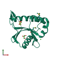 PDB entry 2inb coloured by chain, front view.