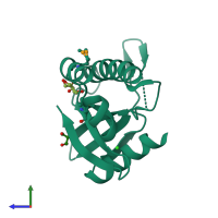 PDB entry 2inb coloured by chain, side view.