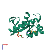 PDB entry 2inb coloured by chain, top view.