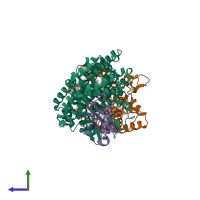 PDB entry 2inc coloured by chain, side view.