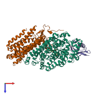 PDB entry 2inc coloured by chain, top view.