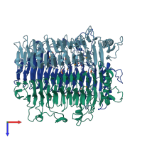 PDB entry 2inu coloured by chain, top view.