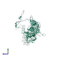 PDB entry 2iny coloured by chain, side view.