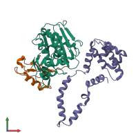 PDB entry 2io2 coloured by chain, front view.