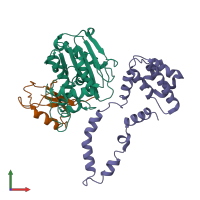 PDB entry 2io3 coloured by chain, front view.