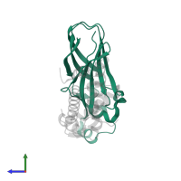 Histone chaperone ASF1A in PDB entry 2io5, assembly 1, side view.