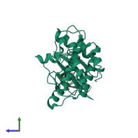 PDB entry 2io6 coloured by chain, side view.