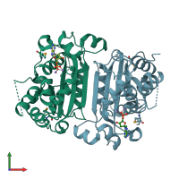 PDB entry 2ioc coloured by chain, front view.