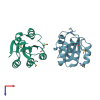 PDB entry 2ioj coloured by chain, top view.