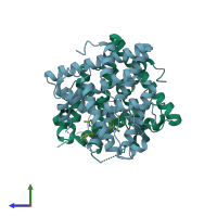 PDB entry 2iok coloured by chain, side view.