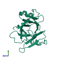 PDB entry 2ioo coloured by chain, side view.