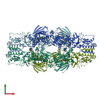 PDB 2iop coloured by chain and viewed from the front.