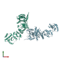 PDB entry 2ioq coloured by chain, front view.